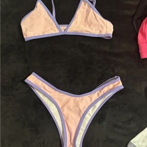 SHEIN Pink Bikini with Purple Trim